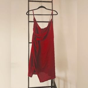 SHEIN red satin party dress